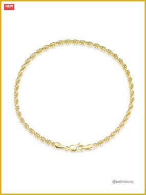 14K Gold Filled Twisted Rope Chain Bracelet 8in Diamond Cut